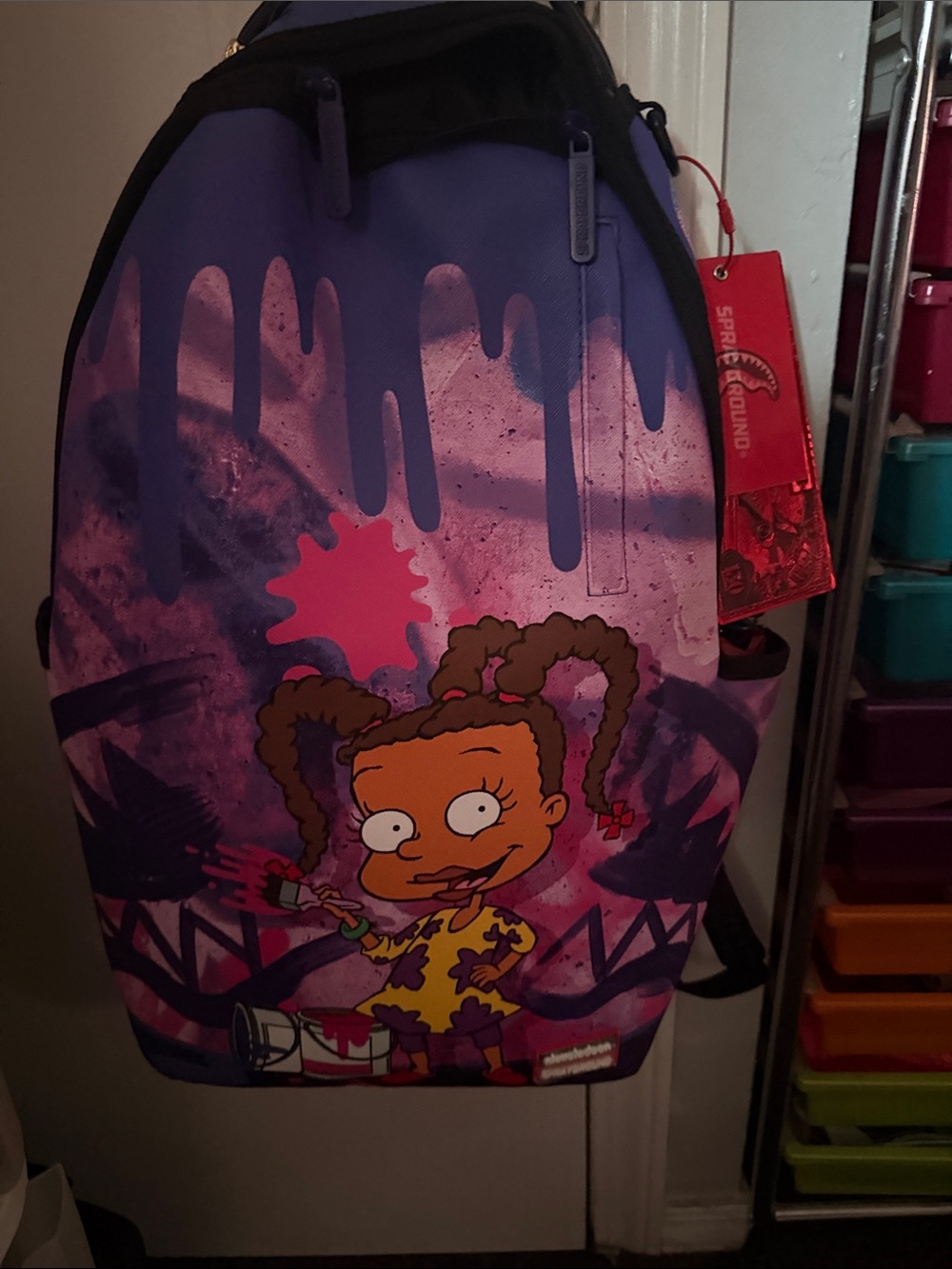 Purple Graphic Kids' Backpack with Pink Accents